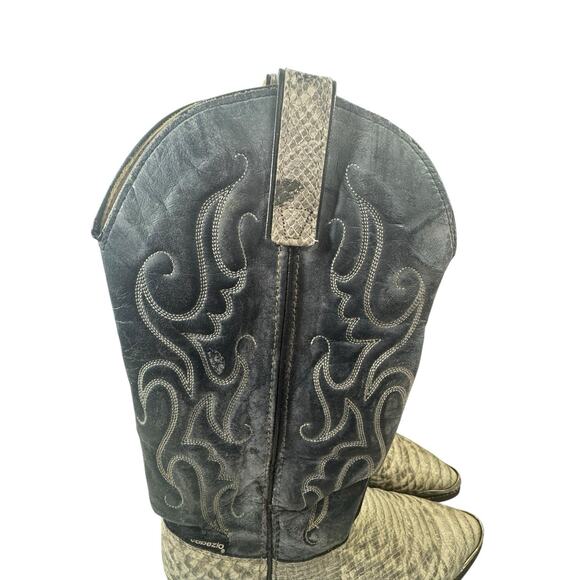 Vtg Capezio Womens 7.5 Ivory Grey Python Leather Snake Skin Western Boot - Picture 6 of 16